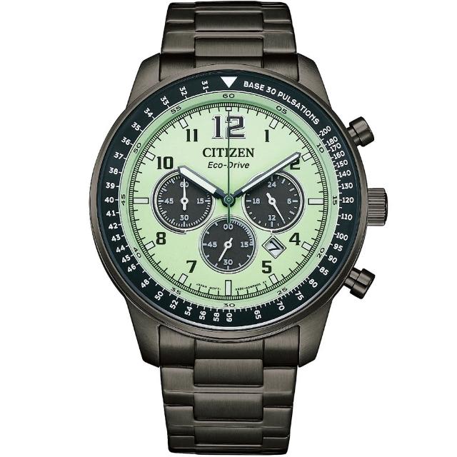 【CITIZEN 星辰 官方授權】夜光型者限定款 光動能時尚三眼計時手錶-44mm 情人節 禮物(CA4507-84X)