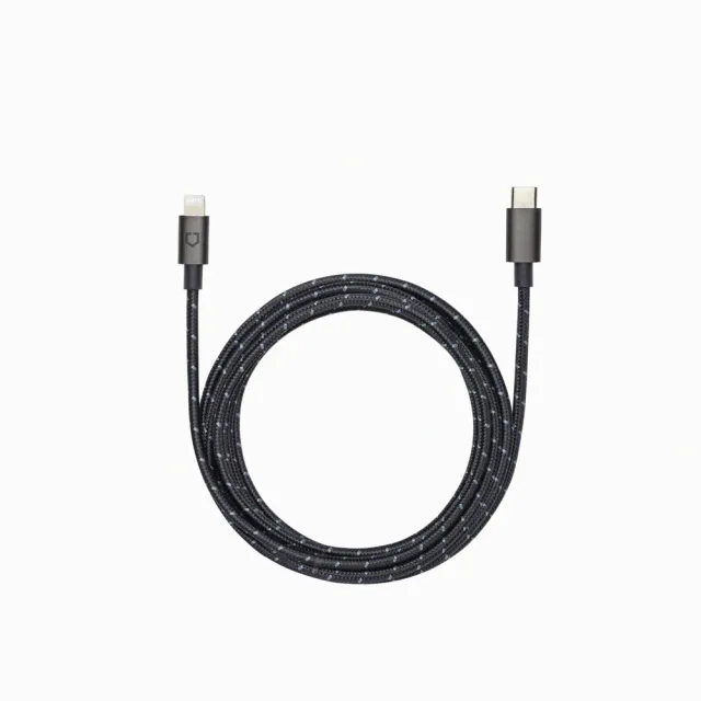 【RHINOSHIELD 犀牛盾】Lightning to USB-C for 2M ∣ 2公尺 黑色編織款充電線/傳輸線(iPhone/iPad適用)