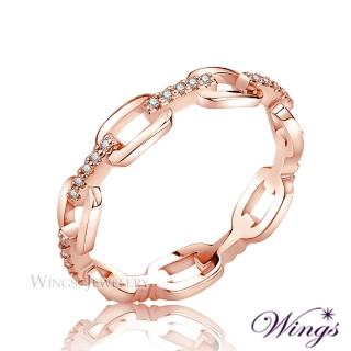 【WINGS】愛的枷鎖 精鍍玫瑰金鋯石戒指(尾戒 女戒 防小人 細戒指 精緻 韓系 日系 母親節)