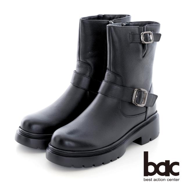 【bac】厚底簡約機車短靴(黑色)