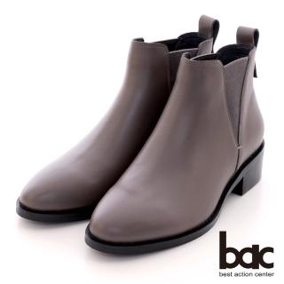 【bac】俐落側V形彈力鬆緊短靴(灰色)