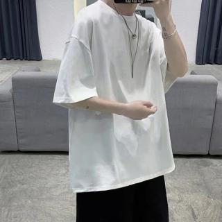 【D.studio】韓版五分袖寬鬆慵懶短袖上衣(短袖上衣 短袖t恤 寬鬆上衣 素T 男裝 衣服 短袖男 T548)