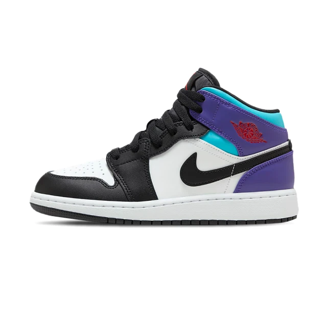 NIKE 耐吉 Air Jordan 1 Mid GS 女鞋 大童 葡萄紫黑色 喬丹 經典 中筒 休閒鞋 DQ8423-154