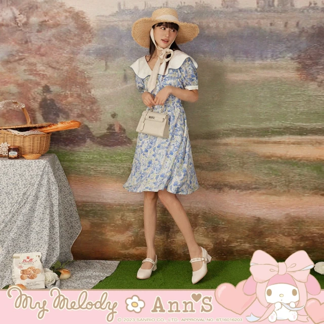 Ann’S My melody X Ann’S美樂蒂滾邊珍珠繫帶 瑪莉珍粗跟娃娃鞋4cm(白)