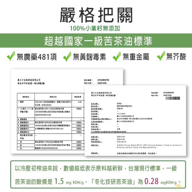 【冬化技研】嘉義大學技轉 冷壓小果籽 冬化技研苦茶油400ml(苦茶油)