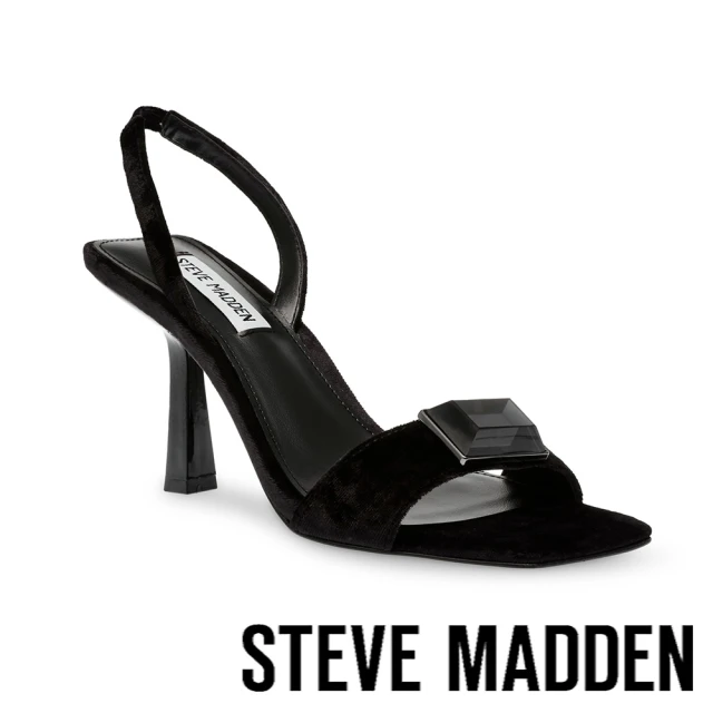 STEVE MADDENSTEVE MADDEN VENUES 麂皮飾釦方頭繞踝跟鞋(黑色)