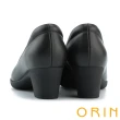 【ORIN】百搭素面柔軟真皮中跟鞋(黑色)