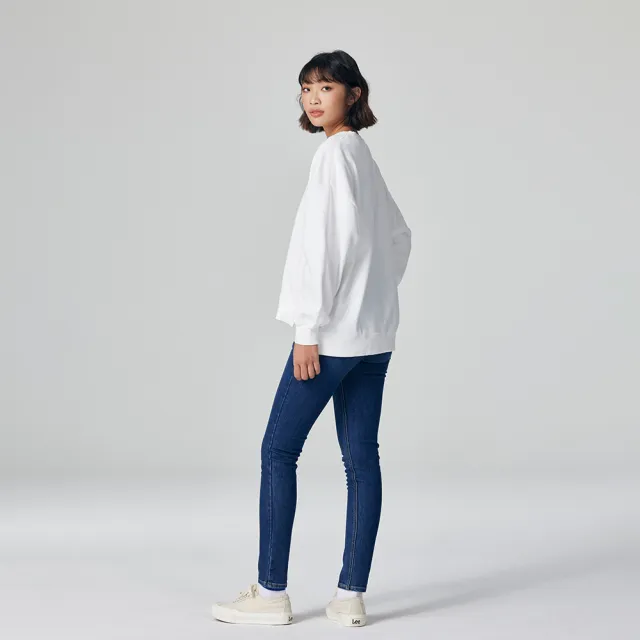 【Lee】女裝 長袖厚T / 愛心文字設計 前短後長 共2色 季節性版型(LB330031732 / LB330031K15)
