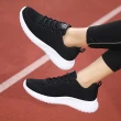 【SPRING】輕量運動鞋 透氣運動鞋/經典百搭純色飛織超輕量透氣休閒運動鞋(黑)