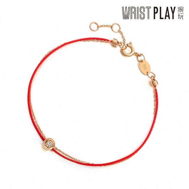 【PROMESSA】同心 18K玫瑰金咖啡鑽紅繩手鏈(17cm)