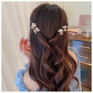 【HaNA 梨花】韓國晶瑩小花朵．貓眼石紋小抓夾二入組合(小抓夾瀏海夾 碎髮 韓國髮夾)
