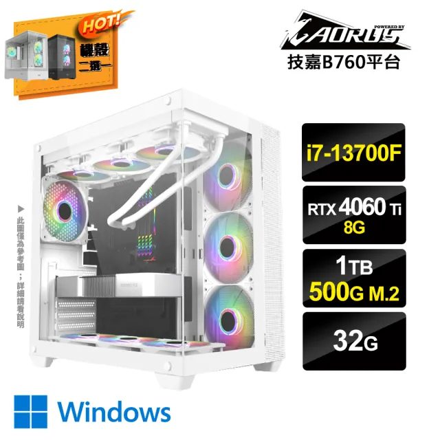 【技嘉平台】i7十六核GeForce RTX4060Ti Win11{PS-GX19W}電競電腦(i7-13700F/B760/32G/1TB/500G_M.2)