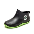 【Alberta】4cm 鞋口仿布料花紋設計厚底雨鞋 防水鞋面 雨靴 短靴 3色