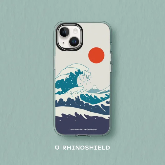 【RHINOSHIELD 犀牛盾】iPhone 13/13 Pro/Max/Clear透明手機殼/I Love Doodle-貓咪海浪(I Love Doodle)