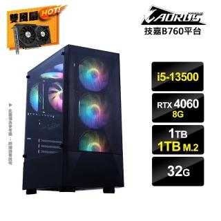 【技嘉平臺】i5十四核GeForce RTX4060{AI-XC15}獨顯電玩機(i5-13500/B760/32G/1TB/1TB M.2)