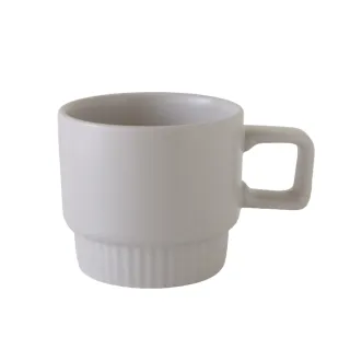 【Just Home】樂麥陶瓷咖啡杯420ml 淺灰色(杯子 陶瓷杯 馬克杯)