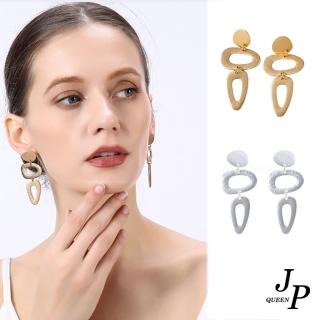 【Jpqueen】約會必備幾何型鏤空垂墜耳環(2色可選)