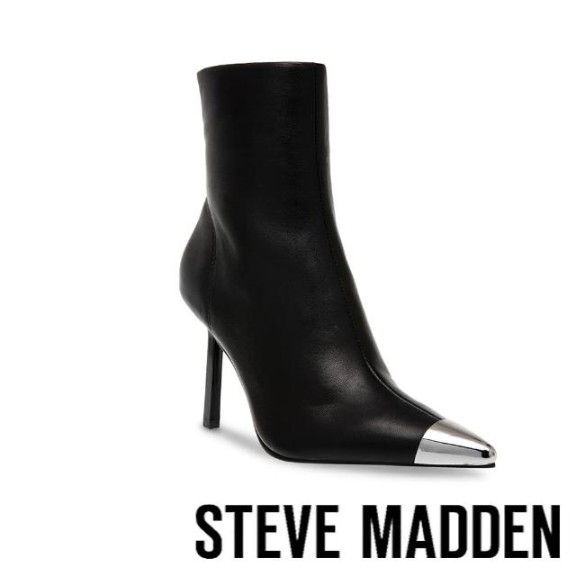 【steve madden】IYANNA-C 拼接尖頭細跟短靴(黑色)