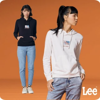 【Lee 官方旗艦】女裝 長袖帽T / 胸前刺繡皮牌 共2色 標準版型 / 101+ 系列(LB330035K11 / LB330035K15)