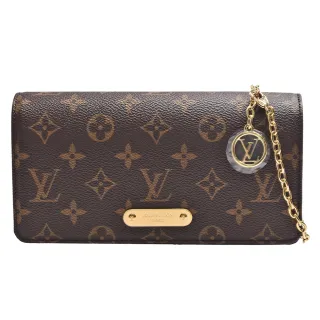 【Louis Vuitton 路易威登】M82509 經典Wallet On Chain Lily Monogram帆布鍊帶斜背包