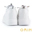 【ORIN】燙鑽真皮免綁帶厚底休閒鞋(白+白鞋帶)