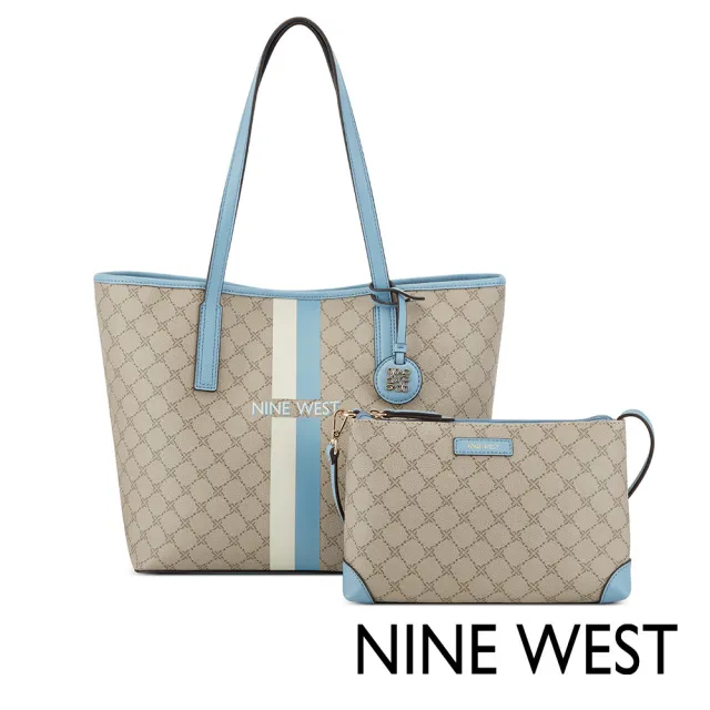 【NINE WEST】DELAINE LOGO直紋子母包-藍色(127323)