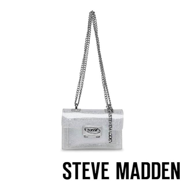 【steve madden】BTRACK 透明銀鍊斜背子母包(銀色)