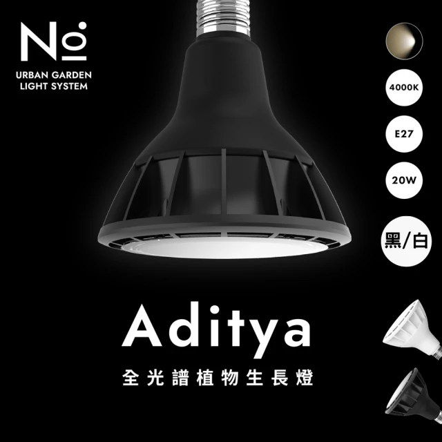 【微糖花植間】N10 Aditya 全光譜植物生長燈20W-黑白2色(全光譜植物燈/燈泡)