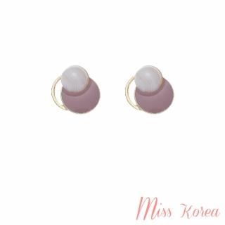 【MISS KOREA】韓國設計法式復古圓形幾何夾式耳環(無耳洞耳環 耳夾 夾式耳環 圓形耳環 幾何耳環)