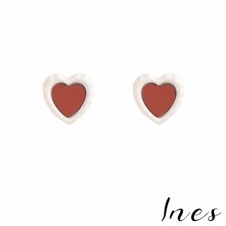【INES】無耳洞耳環 耳夾 夾式耳環 撞色耳環 愛心耳環 幾何時尚撞色愛心方塊造型夾式耳環(2款任選)