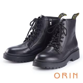 【ORIN】街頭帥氣真皮綁帶 女 短靴(黑色)