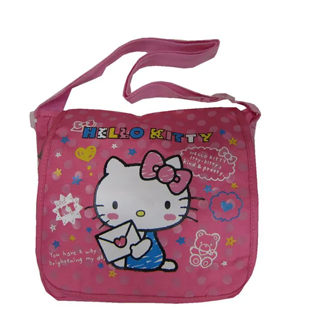 【HELLO KITTY】雙11 斜側包中容量郵差包8吋電腦主袋內三隔層(一拉鍊袋防水包 尼龍布隨身輕巧兒