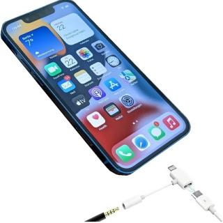 【Bill Case】GaN n Roses 天籟T型20W同步快充 Lightning 轉 3.5mm母 音源線(靚白 8公分)