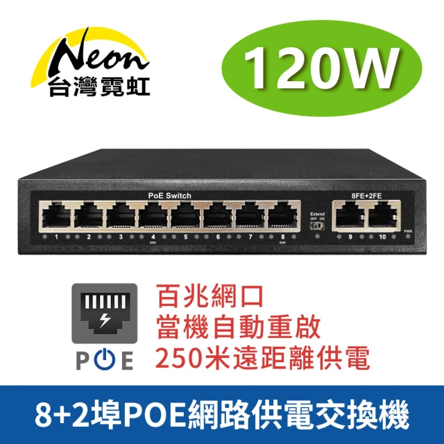 台灣霓虹 POE8M+2G+1SFP 120W 11埠POE