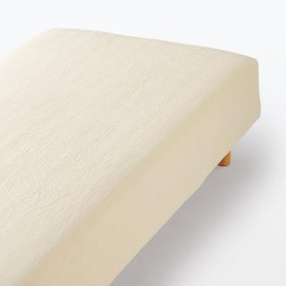 【MUJI 無印良品】萊賽爾混二重紗織床包/D 淺米 140*200*18-28cm