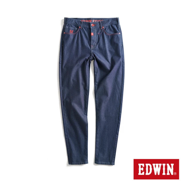 EDWIN 男裝 大師系列 JERSEYS迦績 口袋印花超彈性錐形褲(原藍色)
