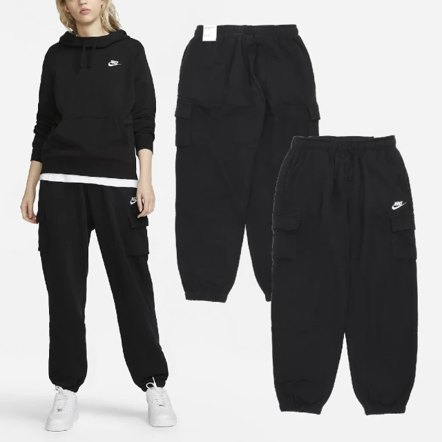 女款NIKE W NSW STYLE FLEECE HR WIDE PANTS 灰色小勾刺繡內刷毛抽繩