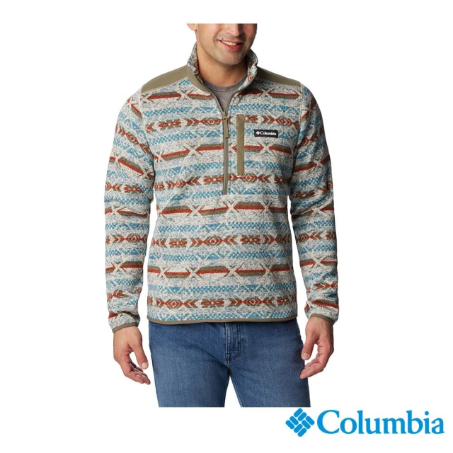 Columbia 哥倫比亞 男款-Sweater Weather™半開襟刷毛上衣-幾何印花(UAE67530ZGE/HF)