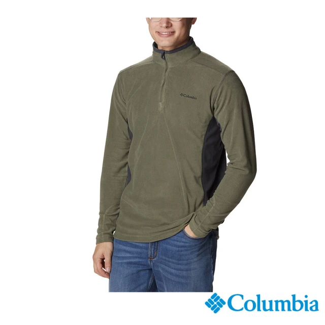 Columbia 哥倫比亞 男款-Klamath Range™UPF50刷毛半開襟上衣-軍綠(UAE65580AG/HF)
