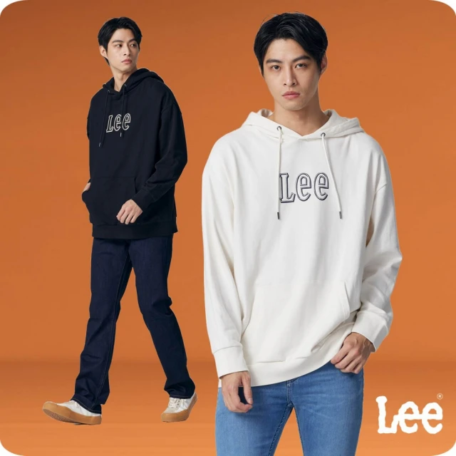 Lee 男裝 長袖帽T / 胸前刺繡鏤空 LOGO 共3色 季節版版型(LB330040848 / LB330040K11 / LB330040K15)