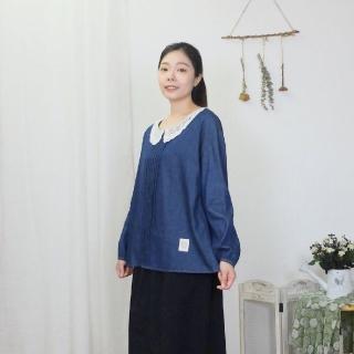 【Hana Mokuba】花木馬日系女裝鏤空刺繡娃娃領牛仔上衣(上衣)