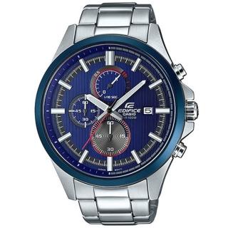 【CASIO 卡西歐】EDIFICE 炫籃賽車三眼計時錶(EFV-520RR-2A)