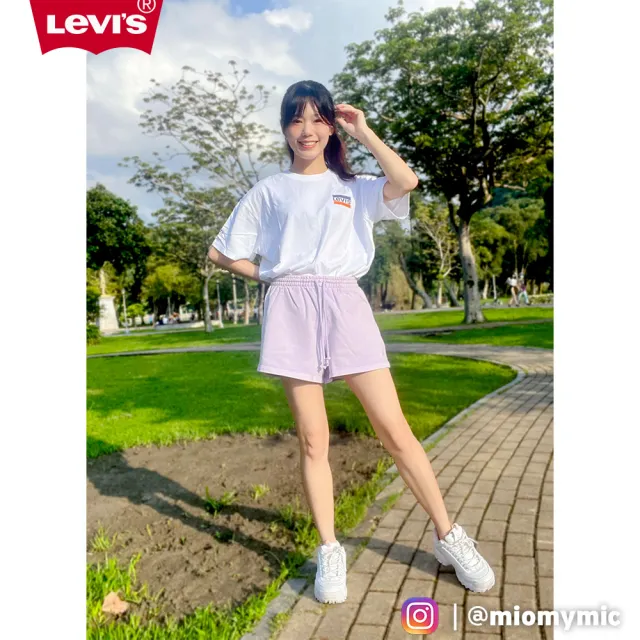 【LEVIS 官方旗艦】Fresh夏日水果吧系列 女款 高腰抽繩闊腿棉短褲/天然染色/薰衣草紫 熱賣單品 A1907-0000