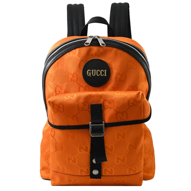 GUCCI 古馳GUCCI 古馳 新版經典雙G LOGO緹花前口袋休閒旅用包後背包(橘)