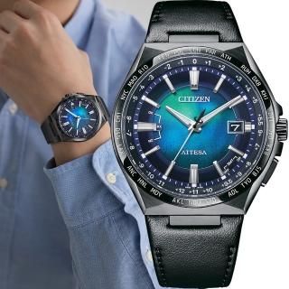 【CITIZEN 星辰】ATTESA 系列 千彩之海 鈦金屬藍色光動能電波對時 男錶 手錶 禮物(CB0215-18L)