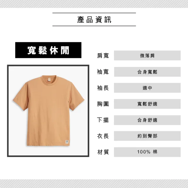 【LEVIS 官方旗艦】Gold Tab金標系列 男款 寬鬆版短袖素T恤 卡其黃 熱賣單品 A3757-0019