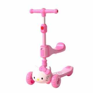 【HELLO KITTY】3D凱蒂貓二合一折疊兒童滑板車(學步車 三輪車 兒童滑步車)