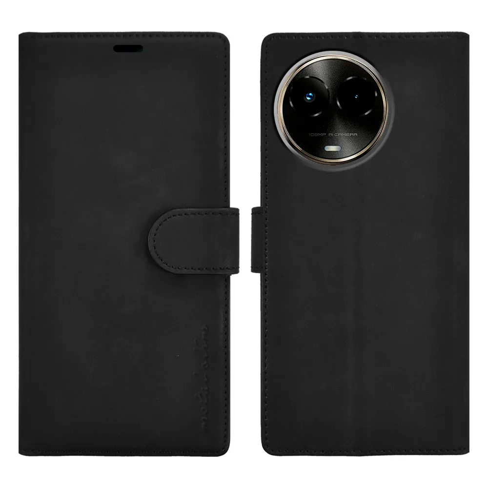 【Metal-Slim】Realme 11/11X 5G 高仿小牛皮前扣磁吸內層卡夾皮套