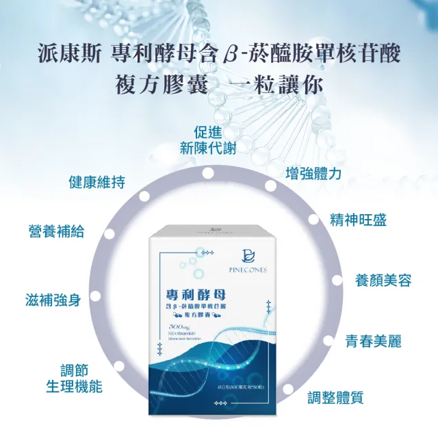 【派康斯】專利酵母含β-菸醯胺單核苷酸複方膠囊(NMN 30顆/盒*3入)