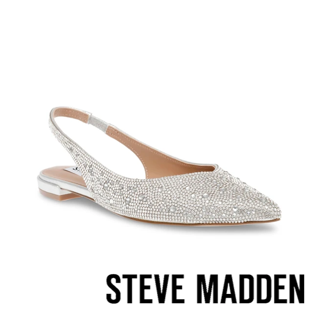 【STEVE MADDEN】CARE-RE 鑽面尖頭繞踝平底鞋(銀色)